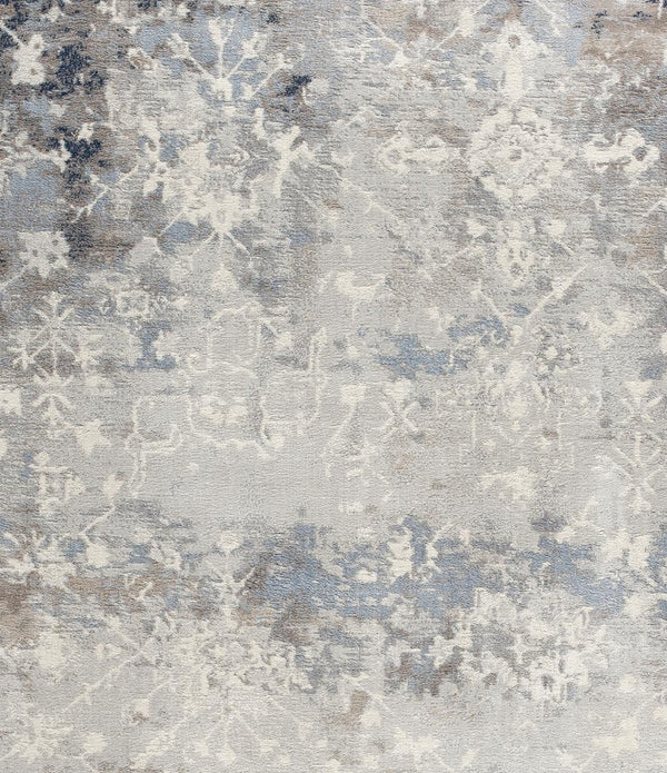 8’ x 11’ Navy and Beige Distressed Vines Area Rug