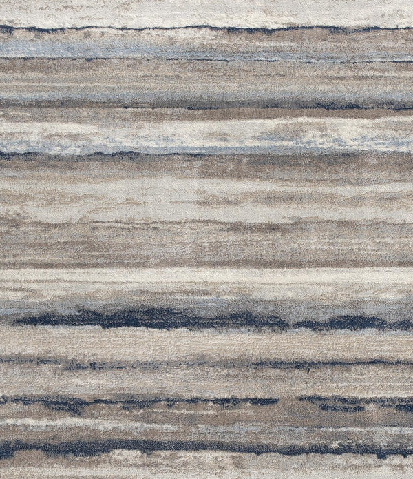 4’ x 6’ Blue and Beige Distressed Stripes Area Rug