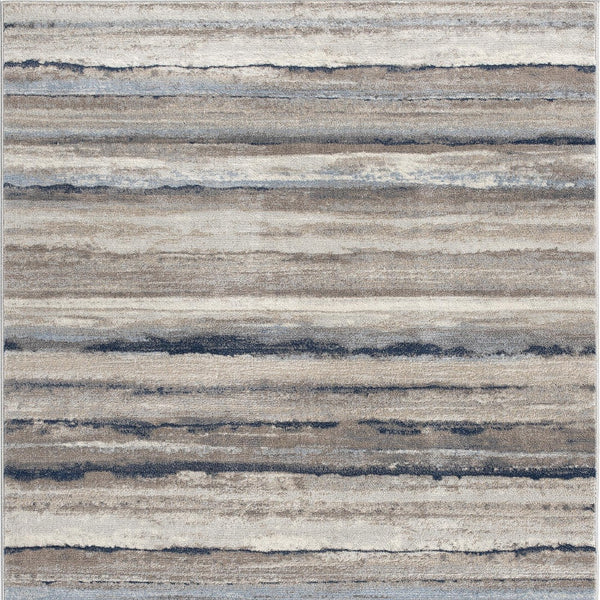 5’ x 8’ Blue and Beige Distressed Stripes Area Rug