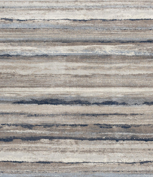 5’ x 8’ Blue and Beige Distressed Stripes Area Rug