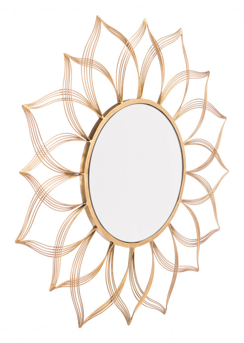 Gold Flower Shaped Round Mirror