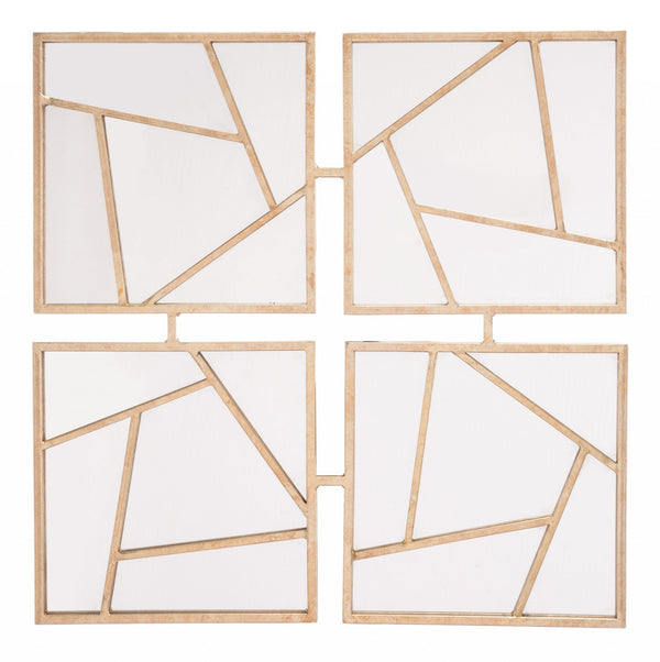 Four Part Gold Geometric Mirror