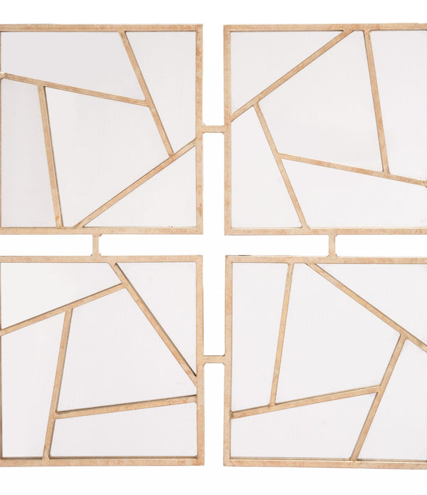 Four Part Gold Geometric Mirror