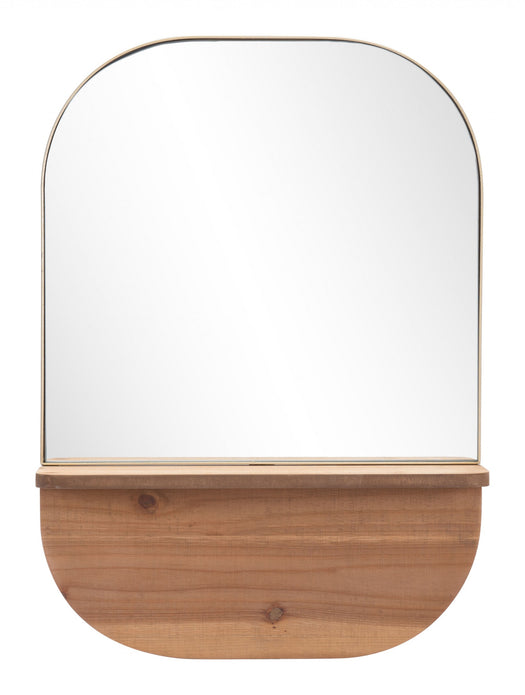 Gold Rectangular Mirror with Shelf