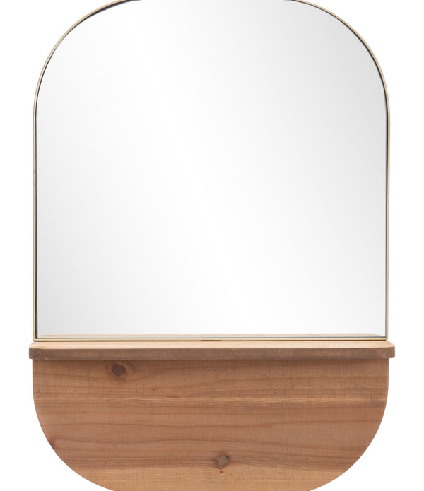 Gold Rectangular Mirror with Shelf