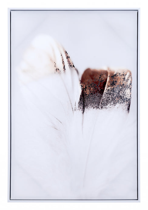 Gold and White Lone Feather Painting