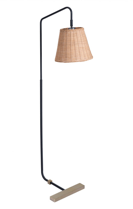 Natural Black and Woven Floor Lamp