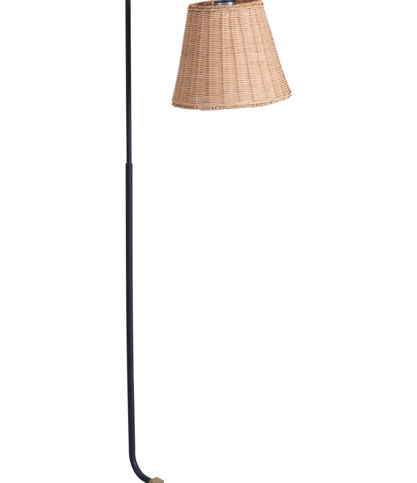 Natural Black and Woven Floor Lamp