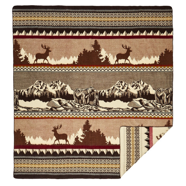 Ultra Soft Bear and Deer Lodge Handmade Blanket