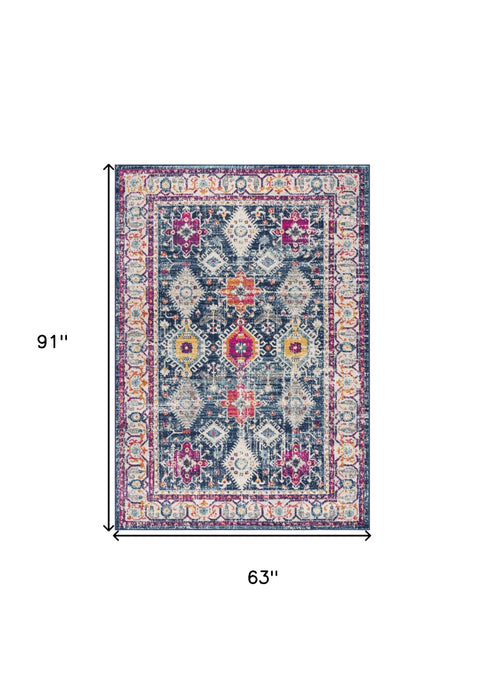 5’ x 8’ Navy Traditional Decorative Area Rug