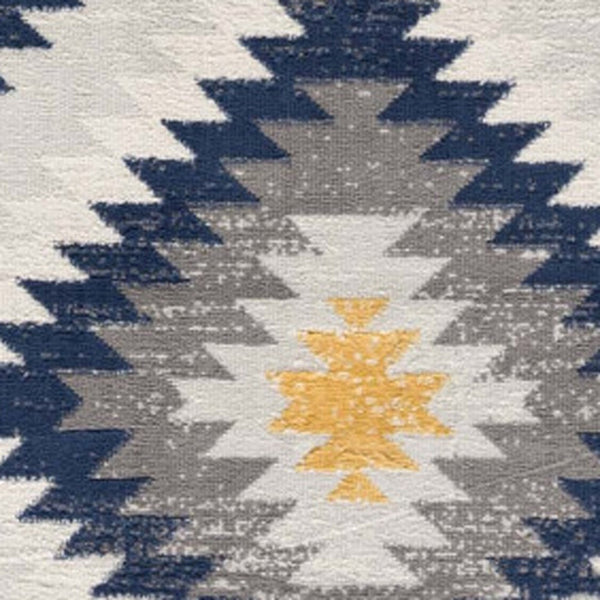 2’ x 4’ Blue and Gray Kilim Pattern Area Rug