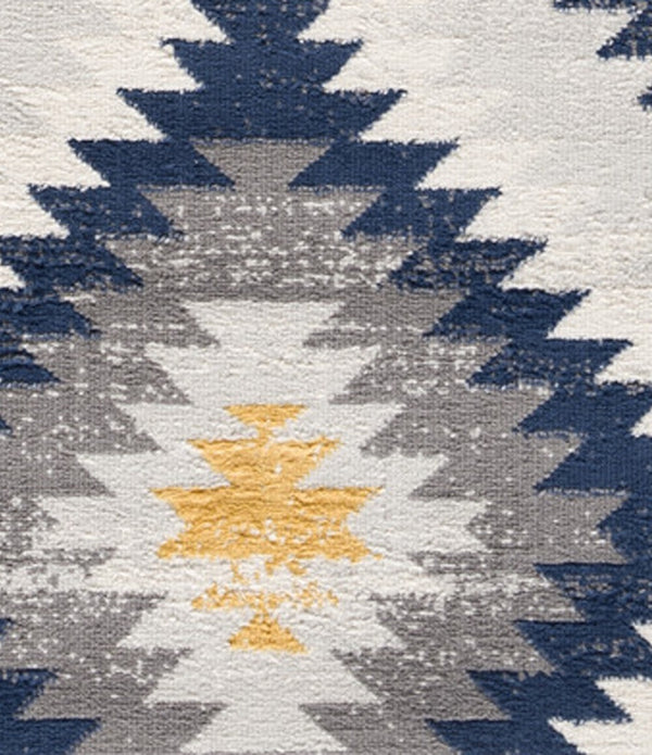 5’ x 8’ Blue and Gray Kilim Pattern Area Rug