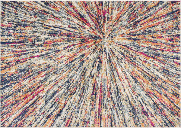 4’ x 6’ Cream Celestial Burst Abstract Area Rug