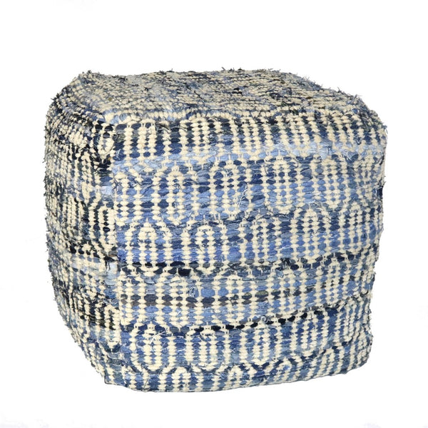 Blue Bohemian Square Pouf