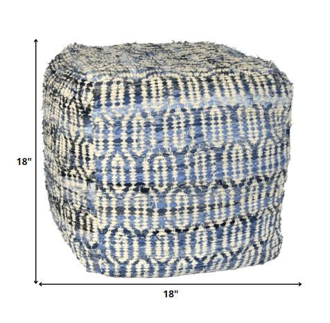 Blue Bohemian Square Pouf