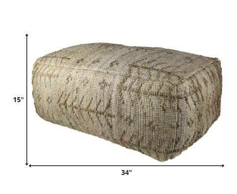 Natural Hemp Textured Rectangle Pouf