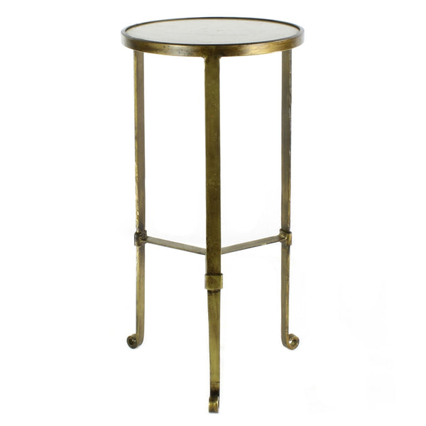 Gold and White Marble Side Table