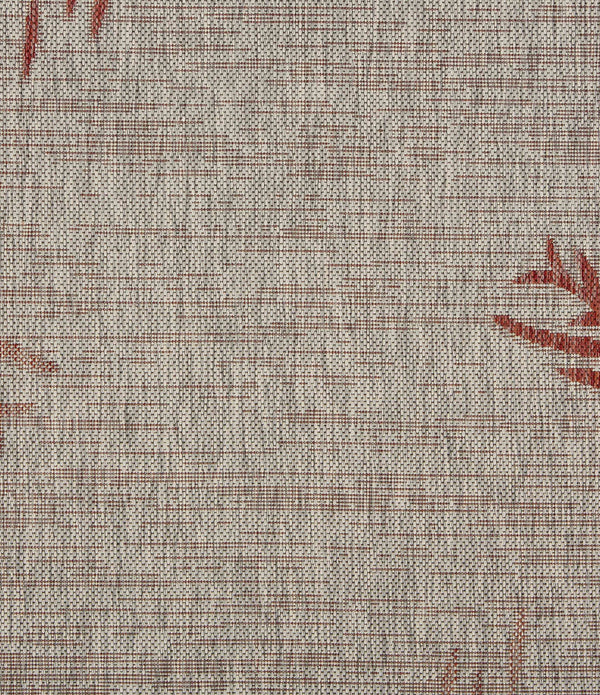 5’ x 7’ Red Palm Leaves Indoor Outdoor Area Rug