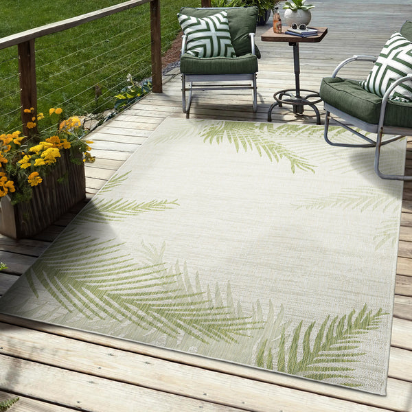 5’ x 7’ Green Palms Indoor Outdoor Area Rug