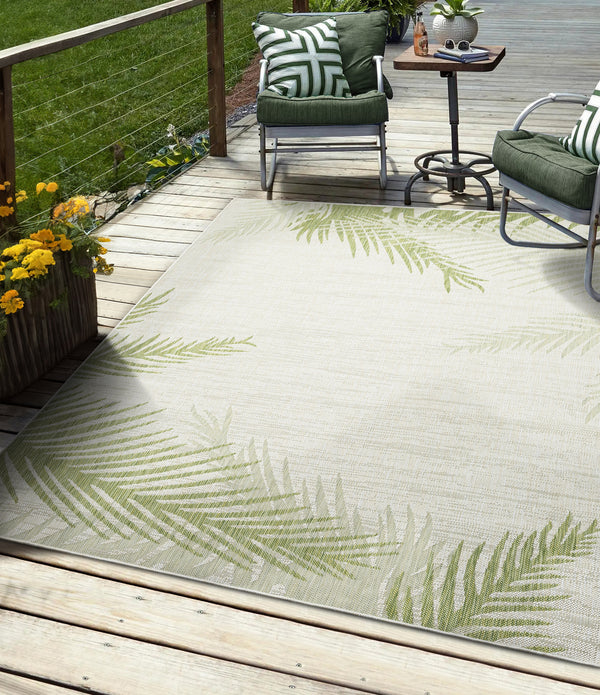 5’ x 7’ Green Palms Indoor Outdoor Area Rug