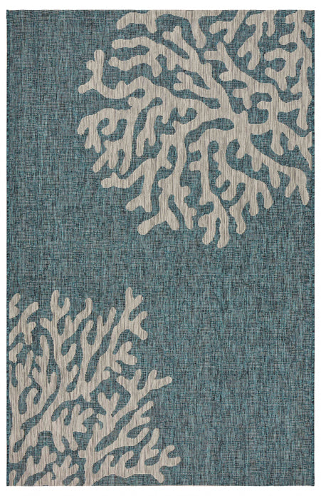 8’ x 9’ Blue Coral Reef Indoor Outdoor Area Rug