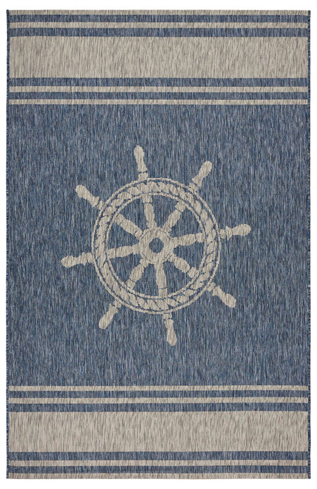 8’ x 9’ Navy Ship Helm Indoor Outdoor Area Rug