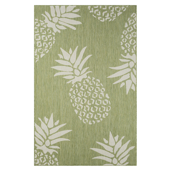 5’ x 7’ Green Pineapple Indoor Outdoor Area Rug