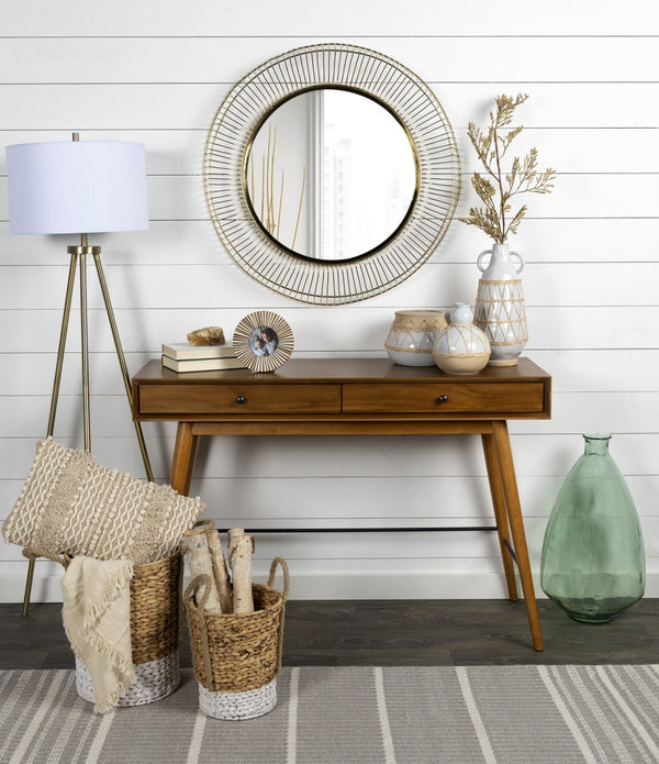 White Stone and Rattan Detail Planter