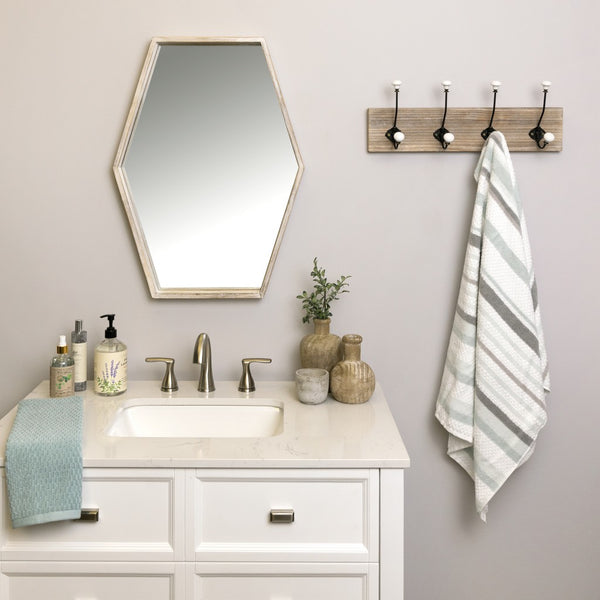 Wooden Hexagonal Wall Mirror