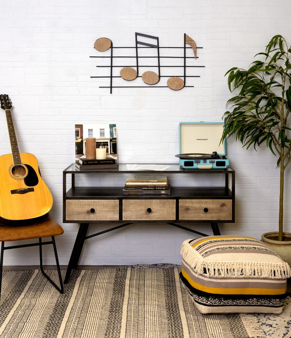 Wood and Metal Musical Notes Wall Décor