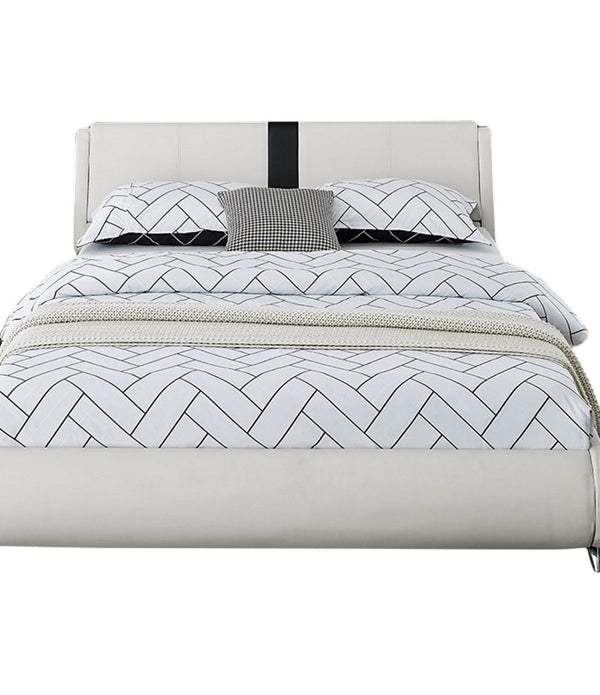 White Platform Queen Bed with Two Nightstands