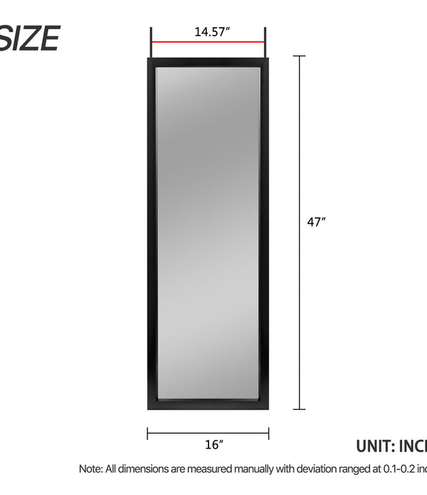 Wide Black Framed Door Mount Mirror