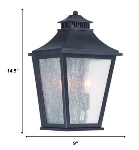 XL Matte Black Two Light Pocket Lantern Wall Light