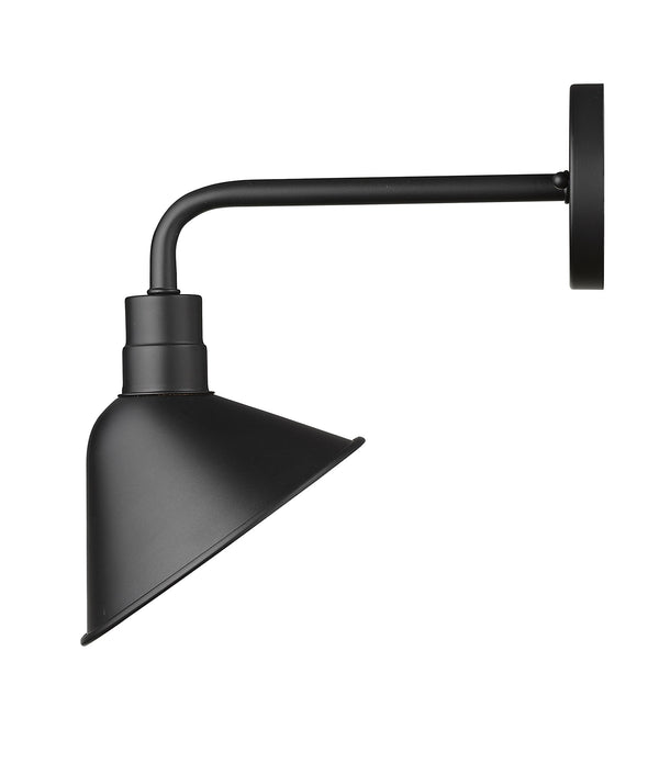 Wide Shade Matte Black LED Wall Light