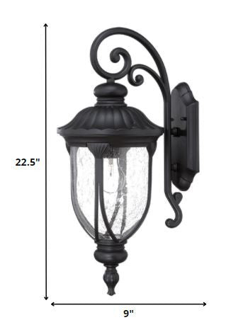 XL Matte Black Cast Aluminum Glass Lantern Wall Sconce