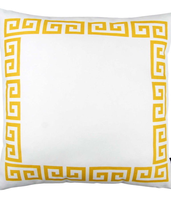 Yellow and White Greek Key Classic Throw Pillow