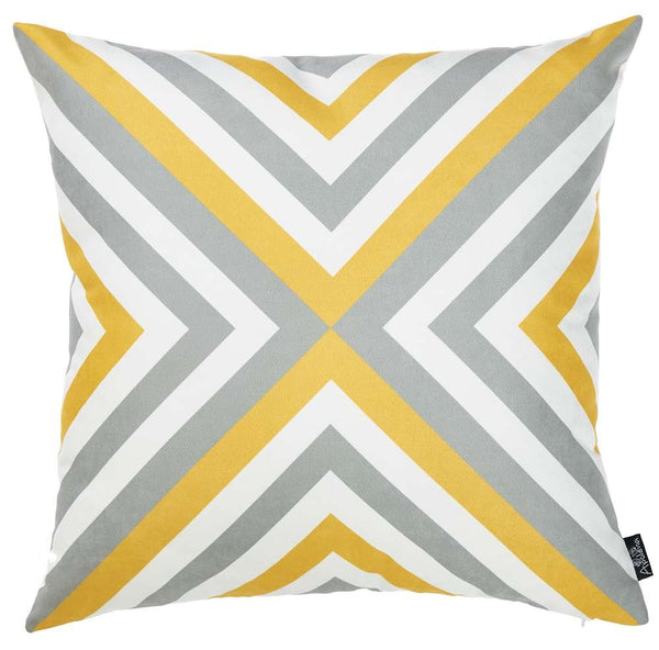 Yellow and Gray Triangle Geometric Throw Pillow