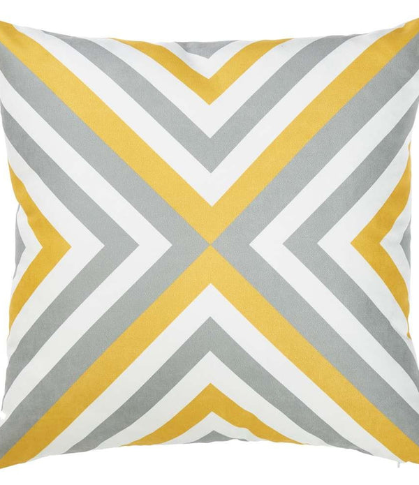 Yellow and Gray Triangle Geometric Throw Pillow