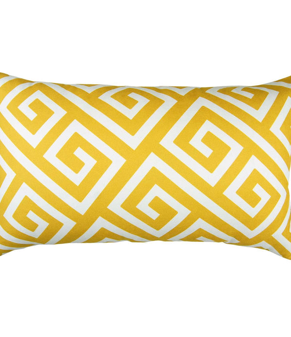 Yellow Greek Key Pattern Lumbar Throw Pillow