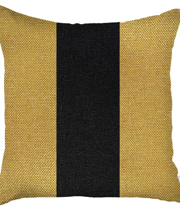 Yellow and Black Centered Strap Throw Pillow