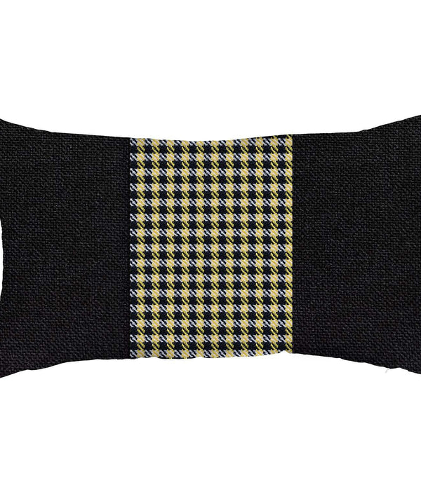 Yellow and Black Houndstooth Lumbar Throw Pillow