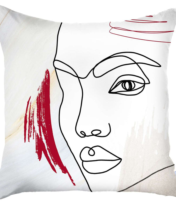 White Printed Face Boho Chic Throw Pillow