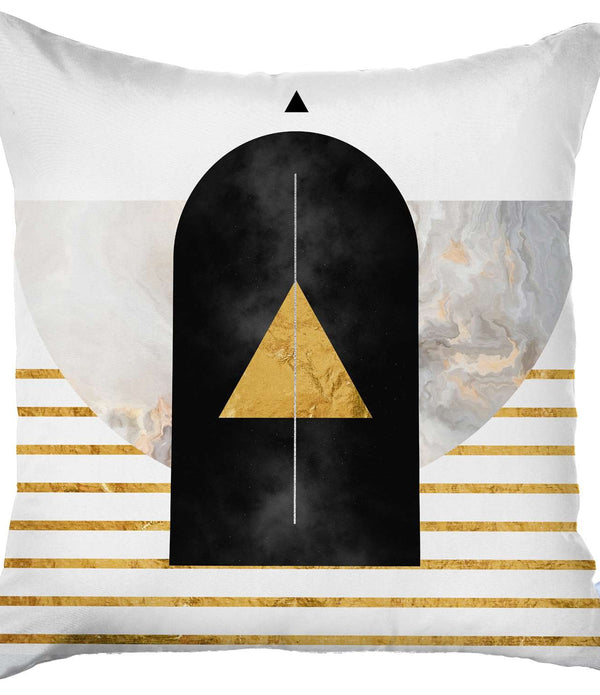 Yellow and Cream Arrowhead Printed Throw Pillow