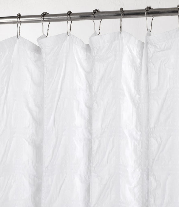 White Modern Crinkle Shower Curtain