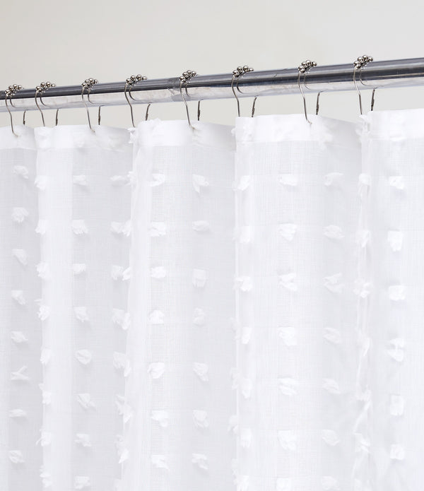 White Puff Sheer Shower Curtain