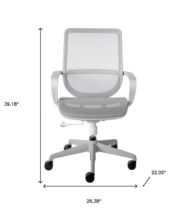 White Mesh Office Chair with Metal Frame