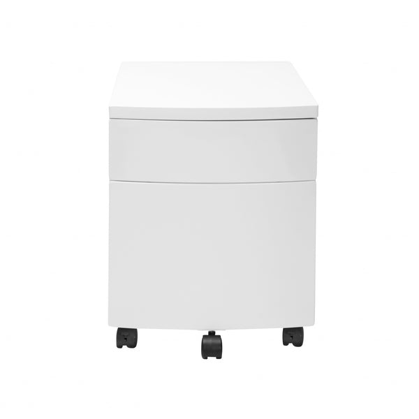 White Two Drawer Rolling Filing Cabinet