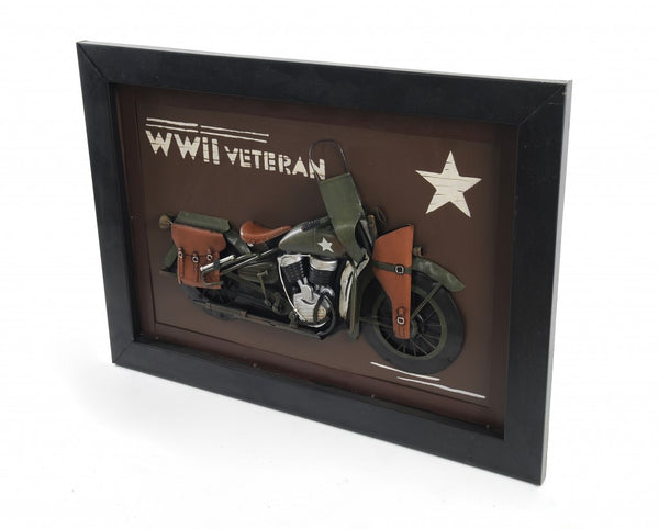 WWII Harley Motorcycle Wall Sculpture