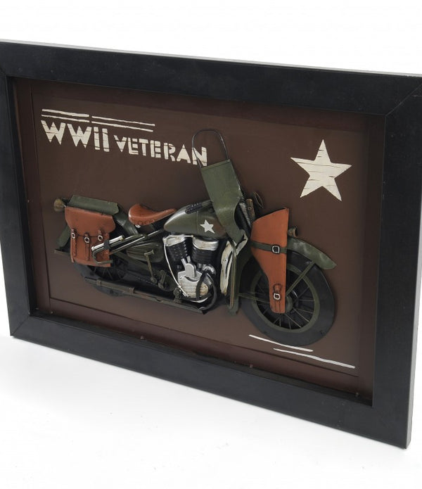 WWII Harley Motorcycle Wall Sculpture