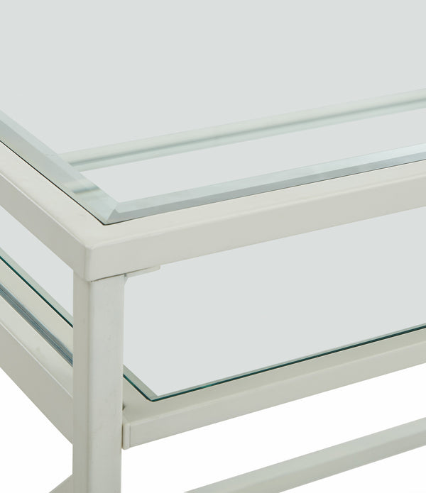 White Metal and Glass Compact Desk